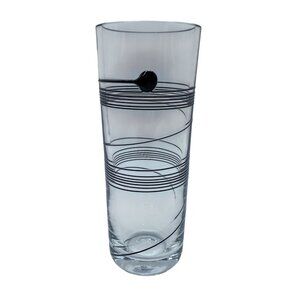 Kosta Boda Bertil Vallien Signed Art Glass Vase Black Spiral Design MCM Swedish